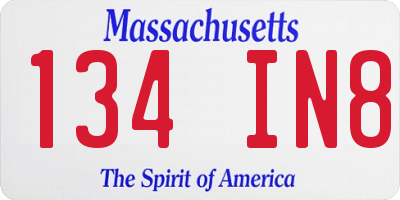 MA license plate 134IN8