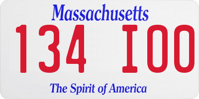 MA license plate 134IO0