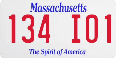 MA license plate 134IO1