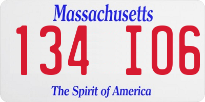 MA license plate 134IO6