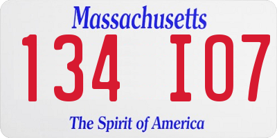 MA license plate 134IO7