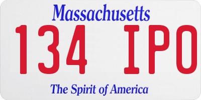 MA license plate 134IP0