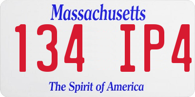 MA license plate 134IP4