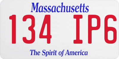 MA license plate 134IP6