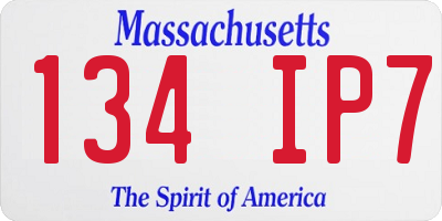 MA license plate 134IP7