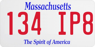 MA license plate 134IP8