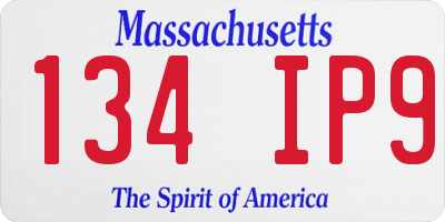 MA license plate 134IP9