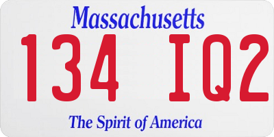 MA license plate 134IQ2