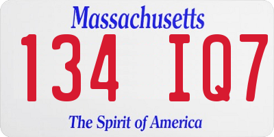 MA license plate 134IQ7