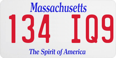 MA license plate 134IQ9