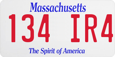MA license plate 134IR4