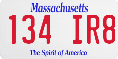 MA license plate 134IR8