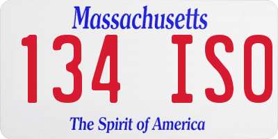 MA license plate 134IS0