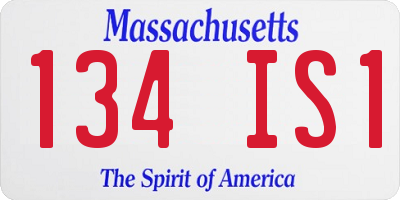 MA license plate 134IS1