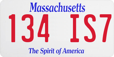 MA license plate 134IS7