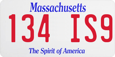 MA license plate 134IS9