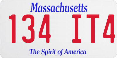 MA license plate 134IT4