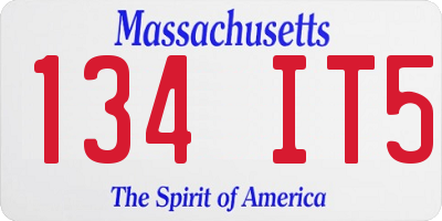 MA license plate 134IT5