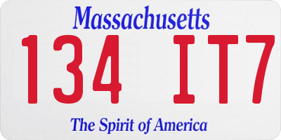 MA license plate 134IT7