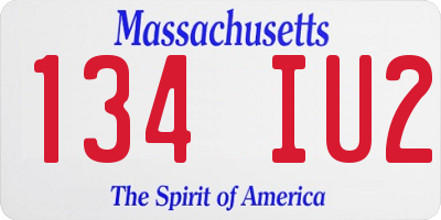 MA license plate 134IU2