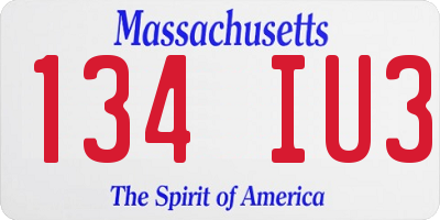 MA license plate 134IU3