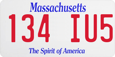 MA license plate 134IU5