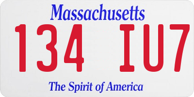 MA license plate 134IU7