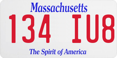 MA license plate 134IU8