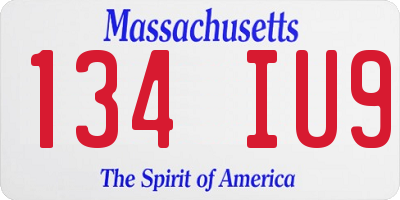 MA license plate 134IU9