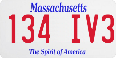 MA license plate 134IV3