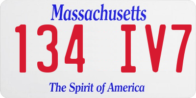 MA license plate 134IV7