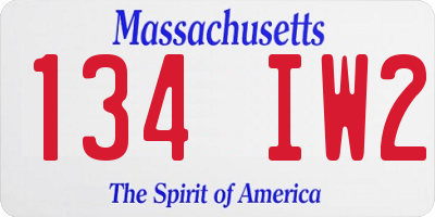 MA license plate 134IW2