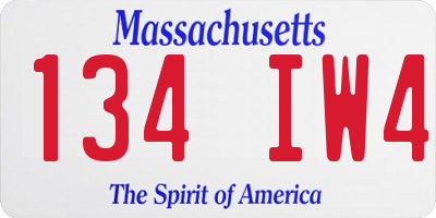 MA license plate 134IW4