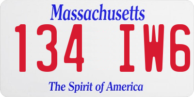 MA license plate 134IW6