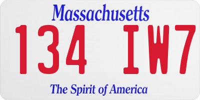 MA license plate 134IW7