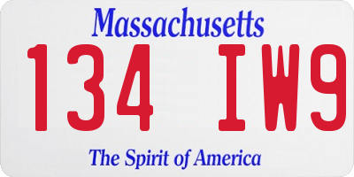 MA license plate 134IW9