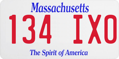 MA license plate 134IX0