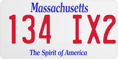 MA license plate 134IX2