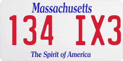 MA license plate 134IX3