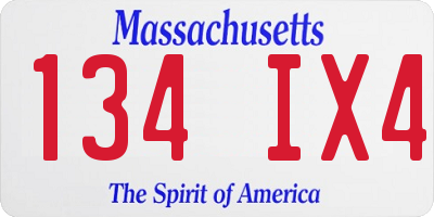 MA license plate 134IX4