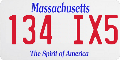 MA license plate 134IX5