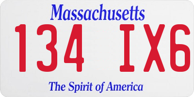 MA license plate 134IX6