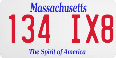 MA license plate 134IX8