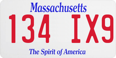 MA license plate 134IX9