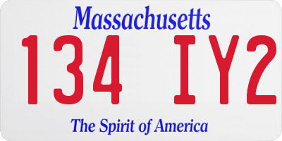 MA license plate 134IY2