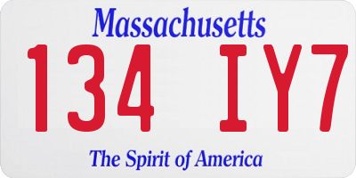 MA license plate 134IY7