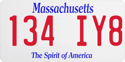 MA license plate 134IY8