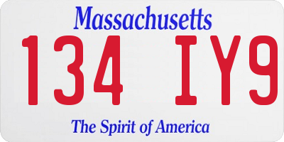 MA license plate 134IY9