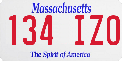 MA license plate 134IZ0