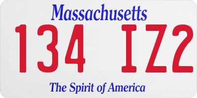 MA license plate 134IZ2